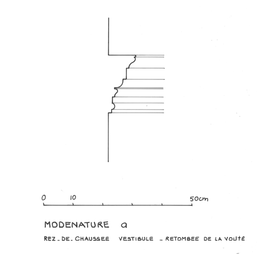 Modénature : retombée de la voûte dans le vestibule.