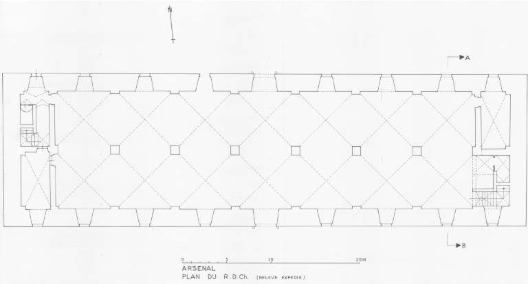 Bâtiment S ( Arsenal ), plan du rez-de-chaussée.