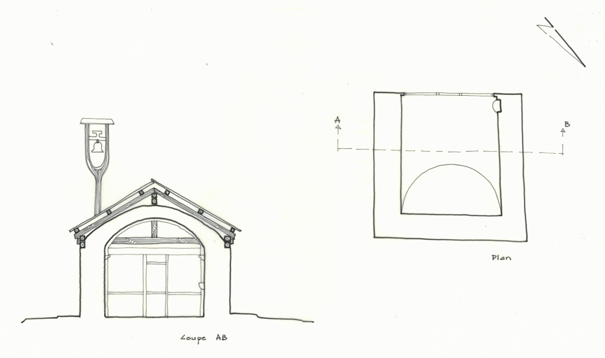 Plan et coupe longitudinale AB. ; Plan et coupe longitudinale AB.