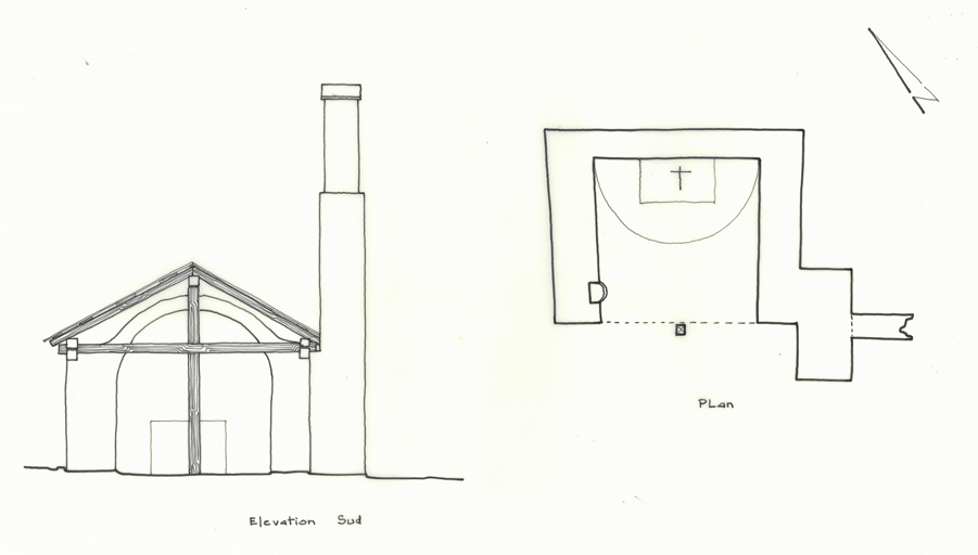 Plan et élévation sud. ; Plan et élévation sud.