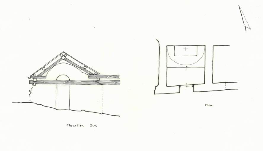 Plan et élévation sud. ; Plan et élévation sud.