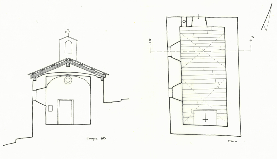 Plan et coupe AB. ; Plan et coupe AB.