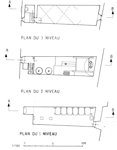 Plans des trois niveaux. ; Plans des trois niveaux.