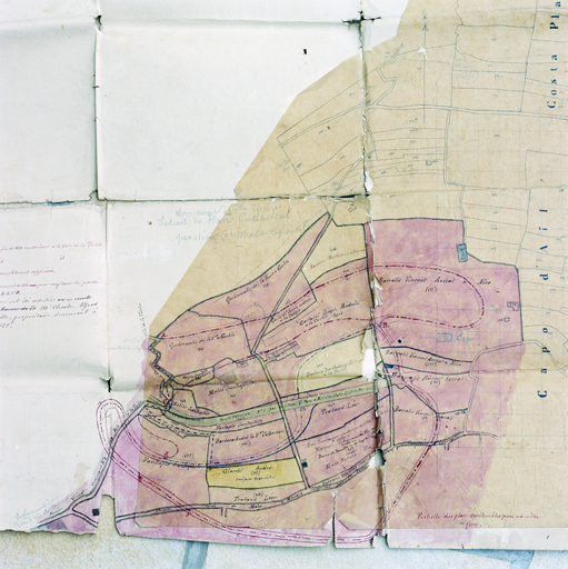 [Plan des terrains acquis dans le quartier Mala par Charles-Alfred Nicole dit Baron de Pauville, avec parcellisation et tracé viaire.] Vers 1885.