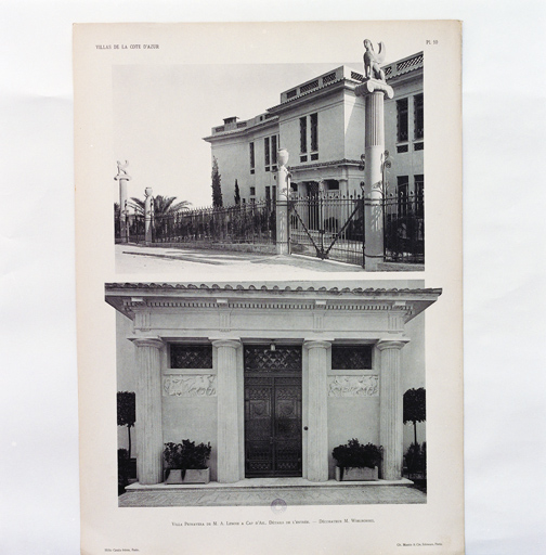 Villa Primavera de M. A. Lenoir à Cap d'Ail. Détails de l'entrée [vues de la façade nord]. -Décorateur M. Wielhorski, ca1926.