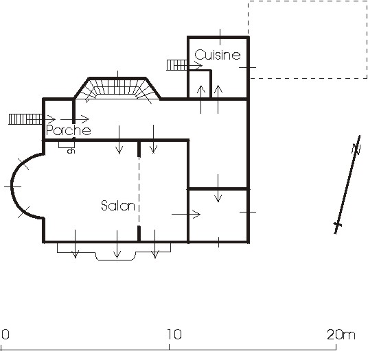 Plan schématique du rez-de-chaussée.