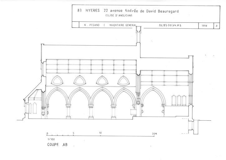 Coupe longitudinale AB.