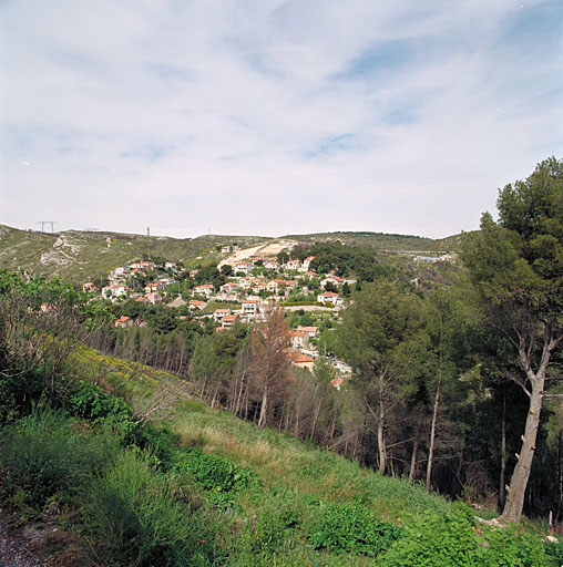 Vue d'ensemble du versant occidental du vallon, prise depuis la villa Bellevue.