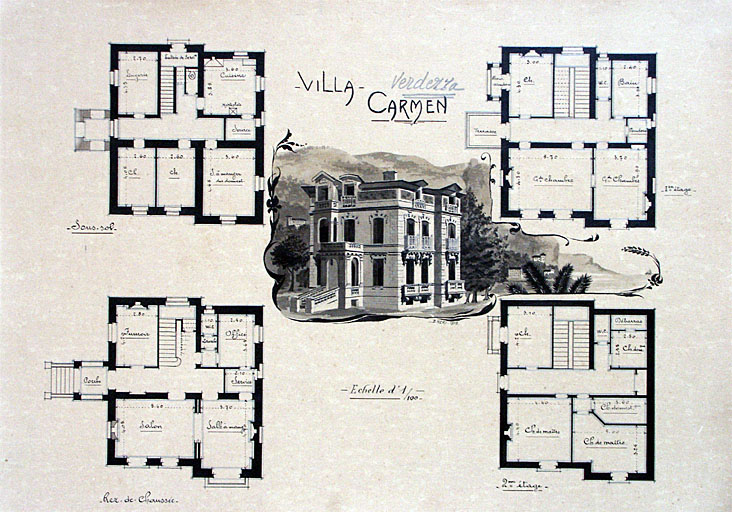 Beaulieu-sur-Mer. Villa éclectique à plan régulier (Villa Carmen).