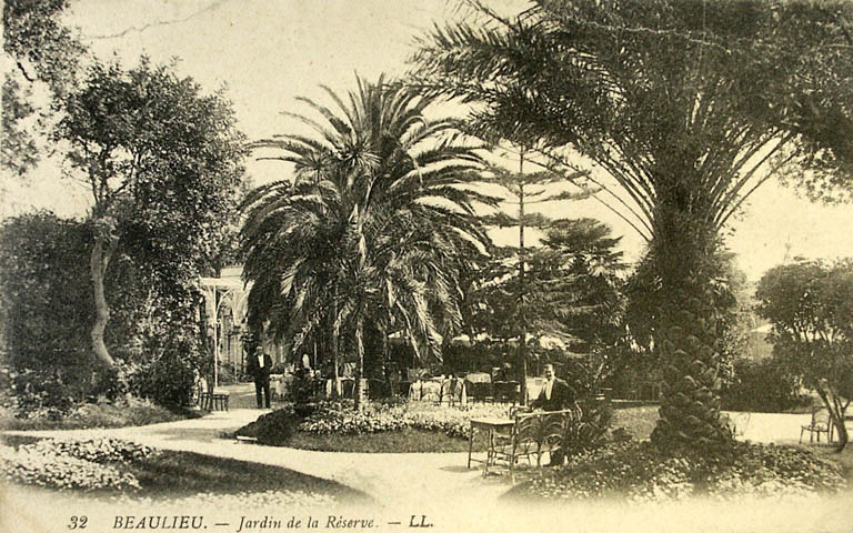 Beaulieu, jardin de la Réserve. L.L. [vue partielle de la partie sud du jardin.], vers 1915.