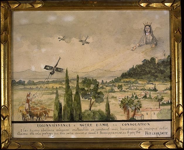 Tableau, ex-voto : Bombardement pendant la guerre de 1939-1945