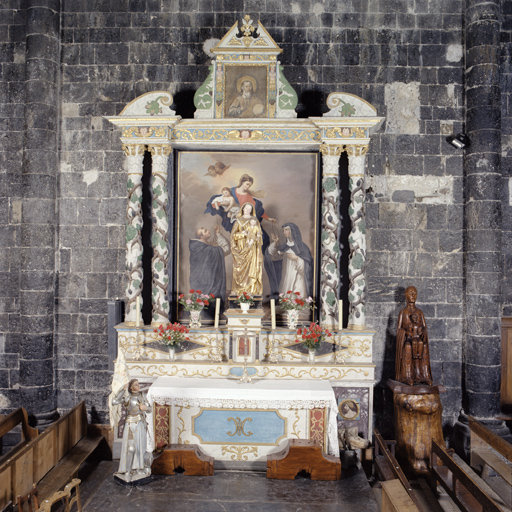 Ensemble de l'autel du Rosaire (autel, 2 gradins d'autel, tabernacle)