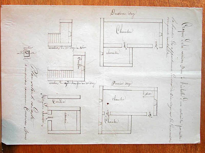 Croquis de la maison Brun à l'échelle d'un centimètre par mètre. Vue d'ensemble.