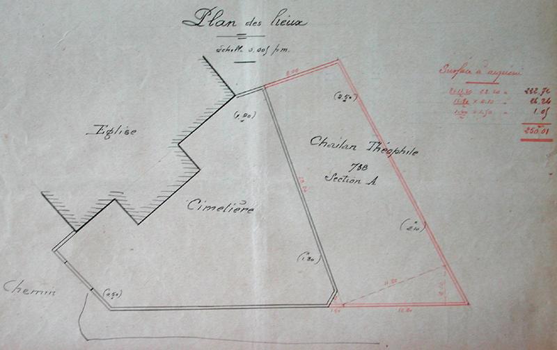 Agrandissement du cimetière. Plan des lieux.