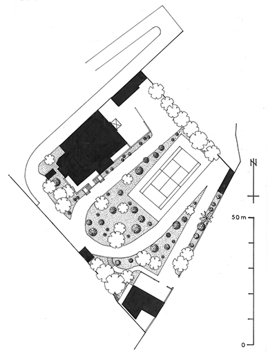 Plan du jardin du Savoy Hôtel. Proposition d'interprétation de la carte postale éditée par Trüe et Cie.