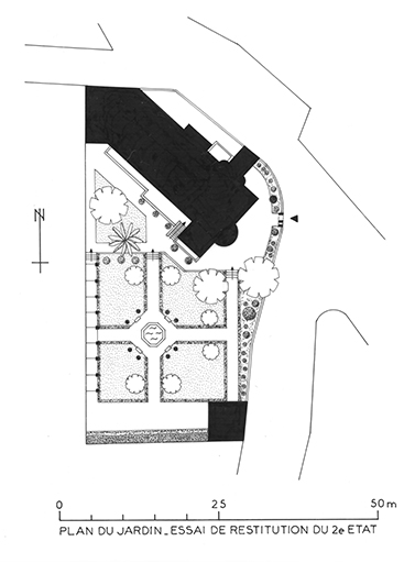 Plan du jardin de la villa Pierre Grise. Essai de restitution.