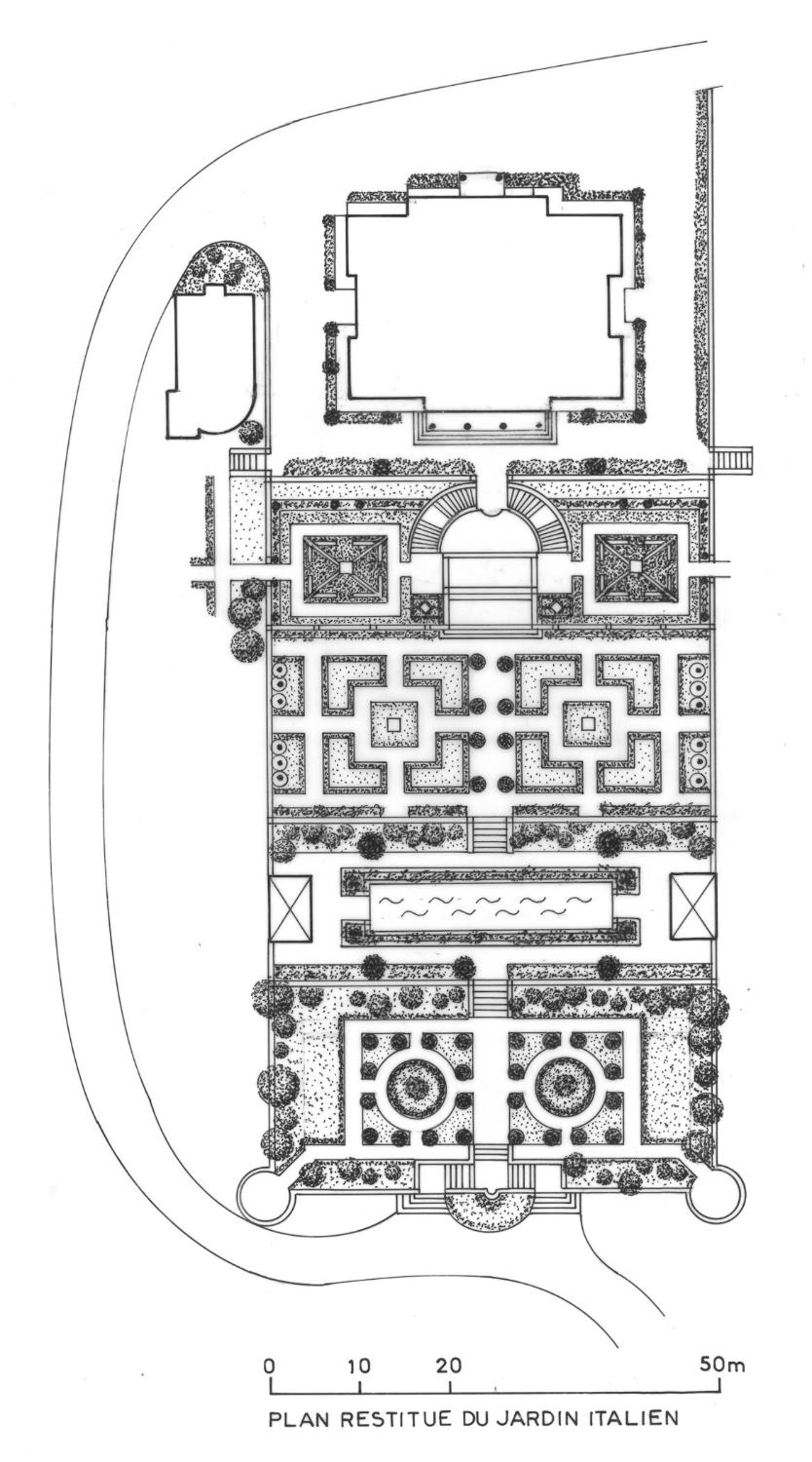 Plan du jardin italien, proposition de restitution.