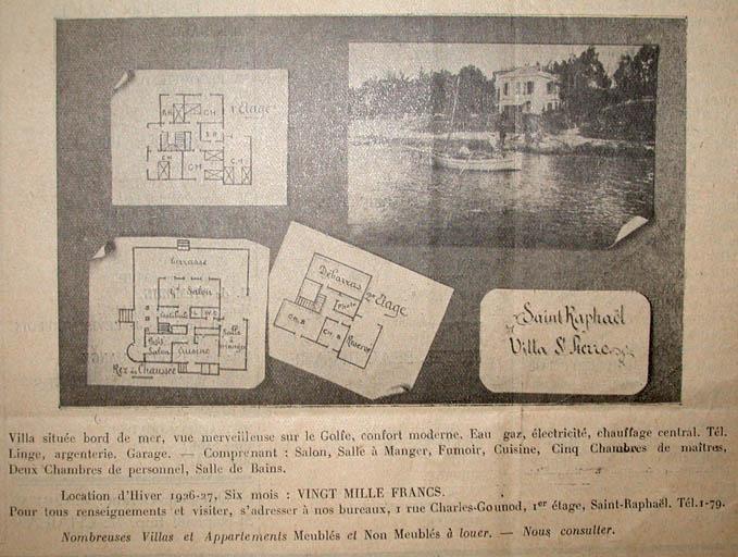 Saint-Raphaël. Villa St Pierre. [Plans et photo de situation.]