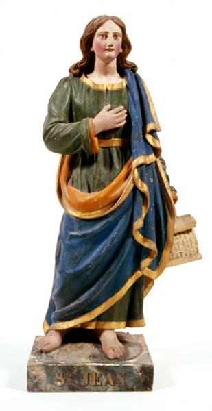 Statues (2) (statuette, paire, en pendant) : Saint Jean l'Evangéliste, Saint Matthieu