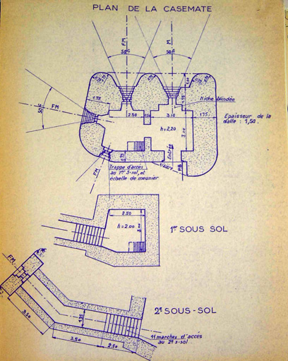 Plan de la casemate [du Pont de Tournefort]. 1939-40.