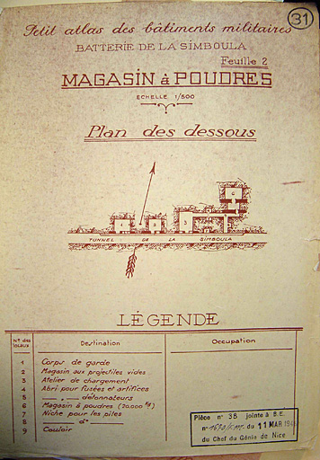 Petit Atlas des Bâtiments militaires. Batterie de la Simboula. Magasin à poudres. Plan des dessous.