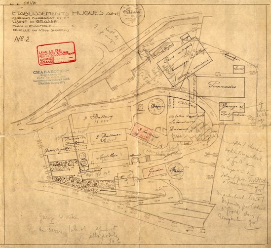 Etablissements Hugues Ainé Ferrabd Charabot et Cie. Plan d'ensemble. Echelle 1/500. N°2 [1928].