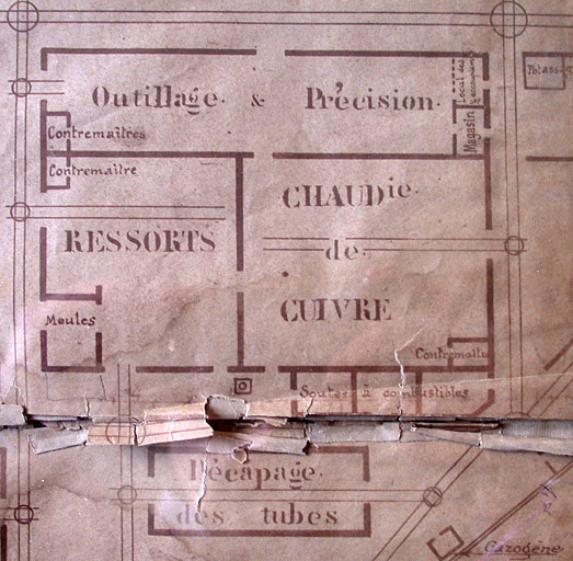 Atelier d'Arles - Plan général [détail de l'atelier de levage puis chaudronnerie de cuivre, atelier des ressorts et atelier d'outillage et de précision].