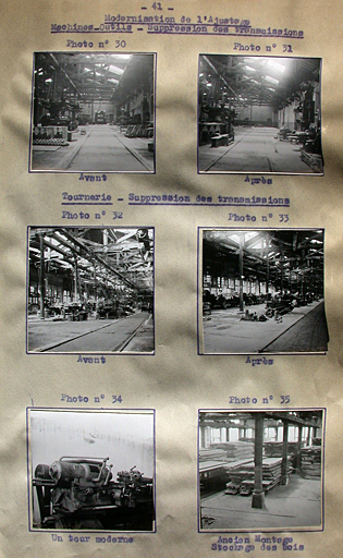 Reportage photographique sur les ateliers - modernisation des l'ajustage - Machines-outils - suppression de transmissions