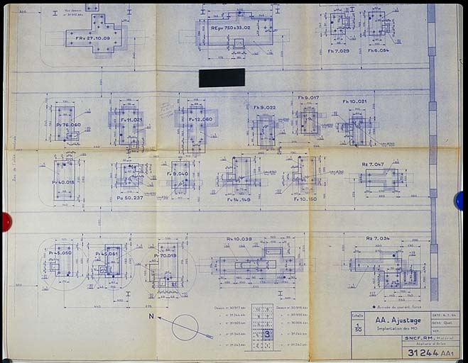 Ateliers d'Arles - Ajustage - Implantation des machines-outils - échelle 1/50e [partie inférieure].