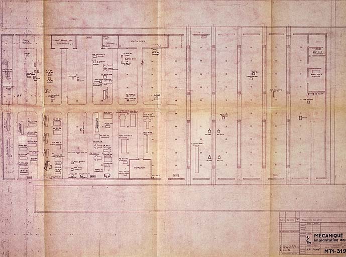 Mécanique générale - Implantation des machines-outils - échelle 1/200e.
