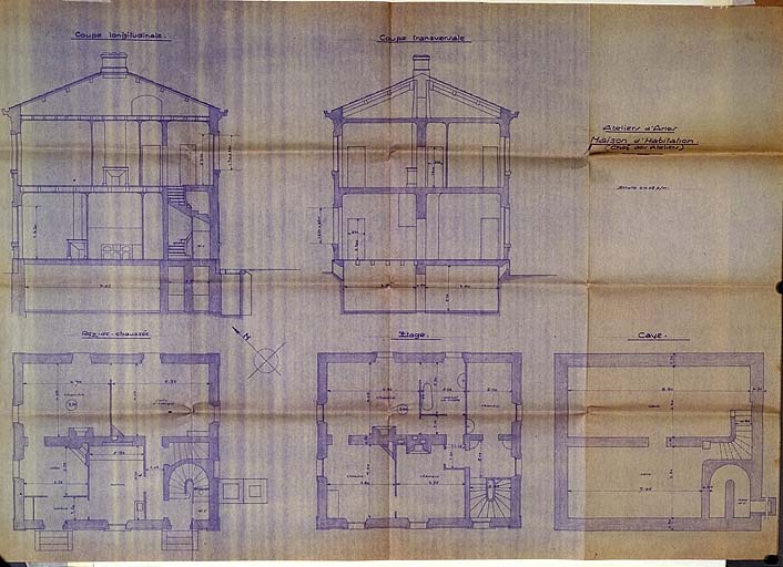 Ateliers d'Arles - Maison d'habitation (chef des Atelier) - Echelle 0,002 m par m.