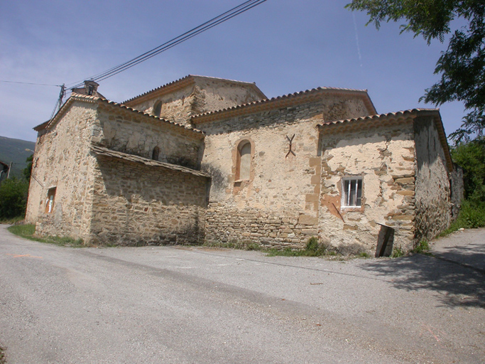 Elévation sud, partie est : chapelle latérale sud, abside et sacristie.