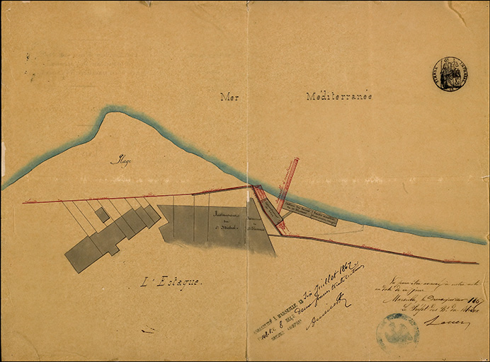 Amodiation : bains de mer du sieur Thomas Alphonse. Plan du 9 mai 1867 : construction d'une passerelle.