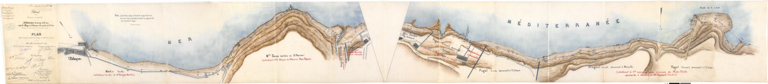 Délimitation du rivage de la mer entre le village de l'Estaque et la pointe de la Lave. Plan joint au procès-verbal de bornage du 19 décembre 1885.