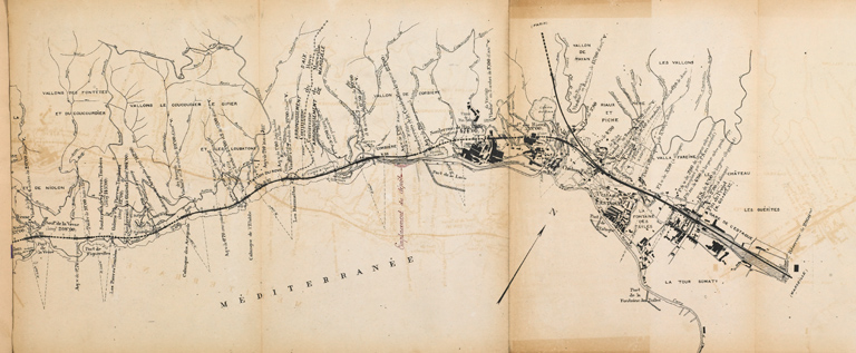 Ligne de Miramas à l'Estaque, 7e et 8e lots. Demande d'autorisation d'un dépôt de matériaux à la mer. Plan indiquant l'emplacement du dépôt projeté.