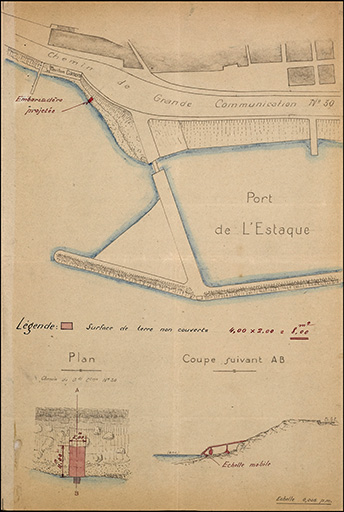Plan du 30 mars 1926. Coupe. [Demande d'Emile Dallest d'établir un embarcadère].