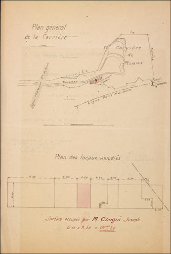 Plan général de la carrière. Plan des locaux amodiés.