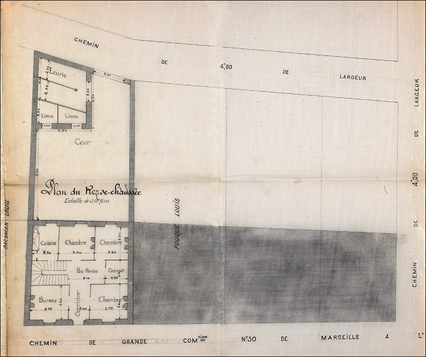 Gendarmerie. Louis Sacoman propriétaire. Plan du rez-de-chaussée.
