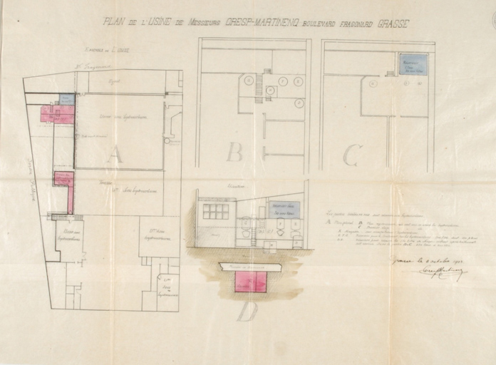 Plan de messieurs Cresp-Martinenq boulevard Fragonard Grasse.
