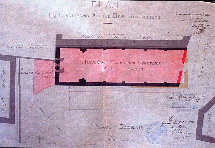 Plan de l'ancienne église des Cordeliers.