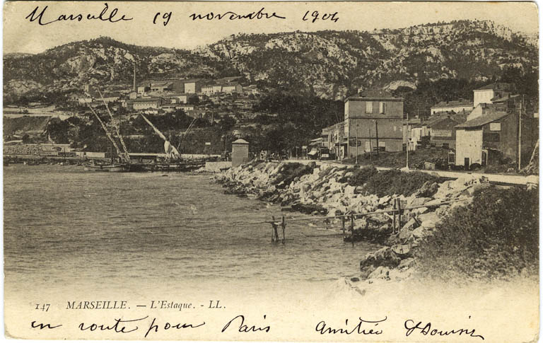 147 - Marseille. - L'Estaque. - L.L., Marseille 19 novembre 1904 (manuscrit).
