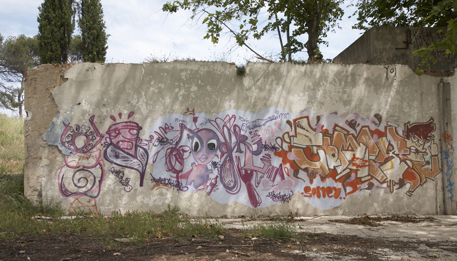 Graffiti sur le mur de soutènement des édicules des eaux. Partie nord.