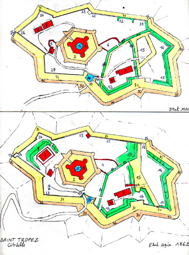 Citadelle de Saint-Tropez : reconstitution de l'état au 18e siècle et après 1862. 2008