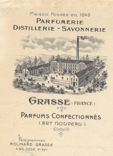 Maison fondée en 1849 Parfumerie distillerie savonnerie Grasse France Parfums confectionnés (Art nouveau).
