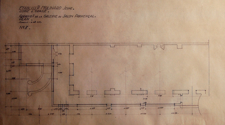Etablissements Molinard Jeune Usine à Grasse Arrangement de la galerie du salon provençal Plan.