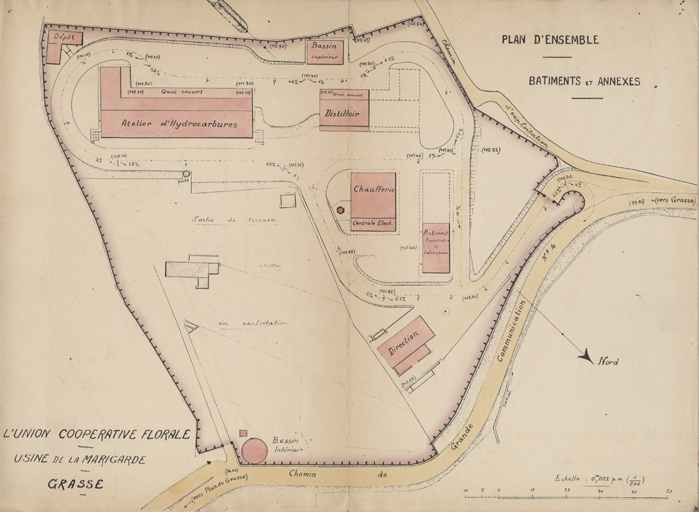 L'union coopérative florale Usine de la Marigarde Grasse Plan d'ensemble Bâtiments et annexes.