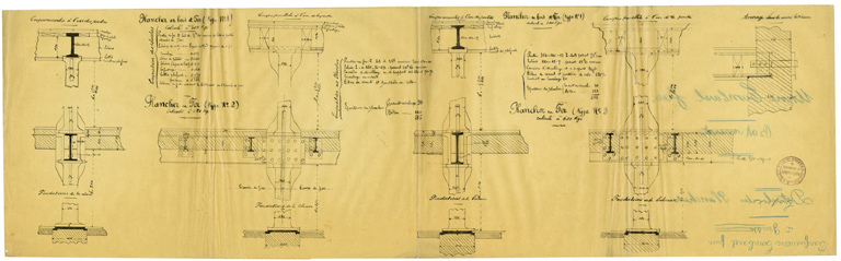 Coupes Plancher en fer et en bois type 1 et 2 Plancher en fer type 1, 2 et 3 Fondation de la colonne.