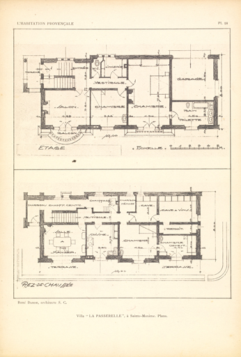 Villa "LA PASSERELLE", à Sainte-Maxime. Plans.
