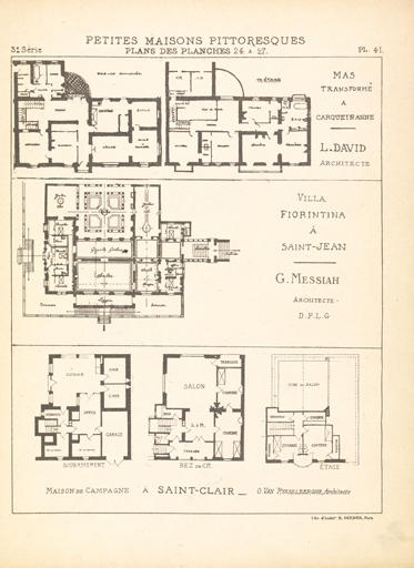 Maison de campagne à Saint-Clair - O. Van Rysselberghe. [plans des niveaux de la villa Dindouleto au Lavandou], [vers 1910].