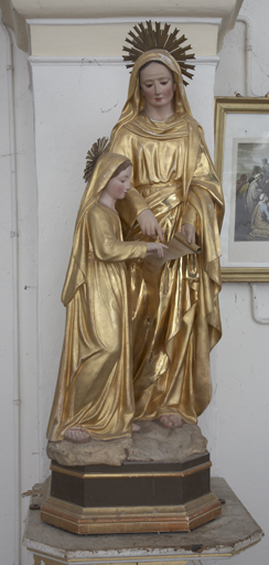 Groupe sculpté de procession : Education de la Vierge